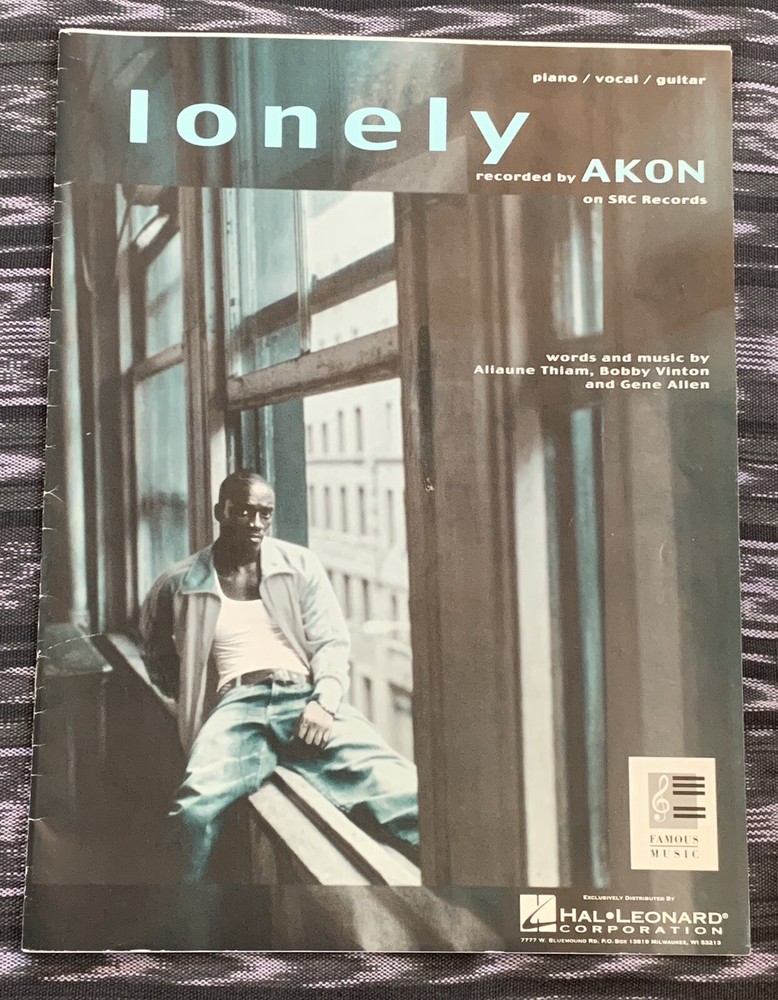 AKON HIP HOP RAP LONELY SHEET MUSIC Piano Vocal Guitar tupac biggie smalls
