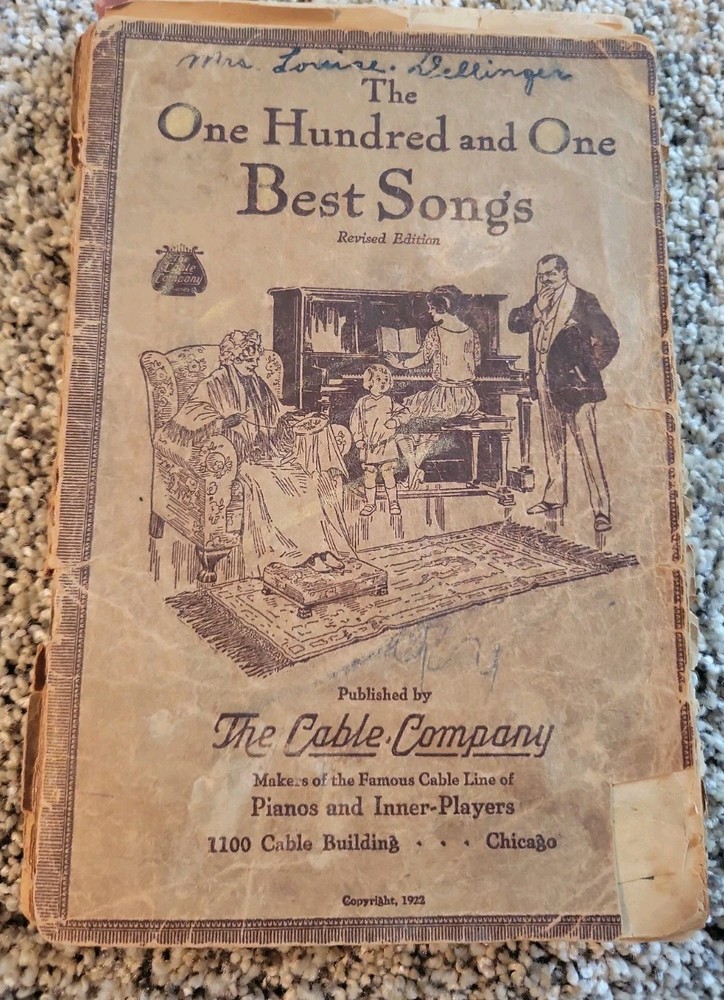 The 101 Best Songs 1922 Piano Accompaniment Home School Cable company Music