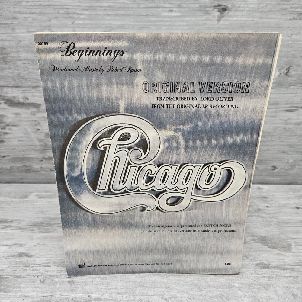 Chicago Beginnings Sheet Music Piano Vocal Guitar Vtg 1970