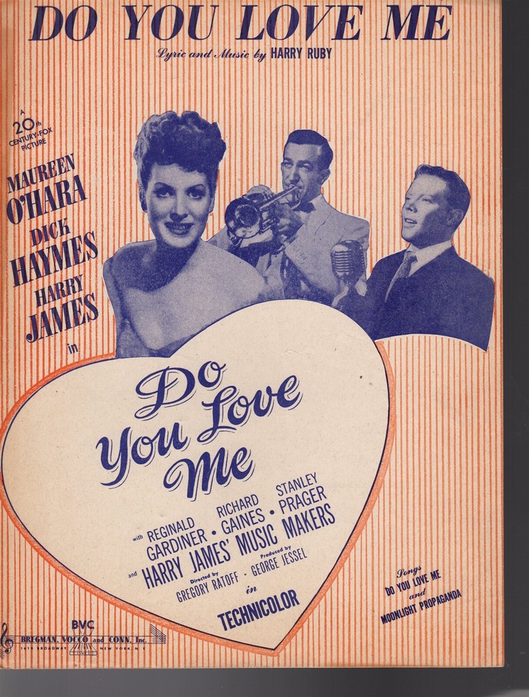 Do You Love Me Sheet Music 1946 Maureen O&rsquo;Hara, Dick Haymes & Harry James