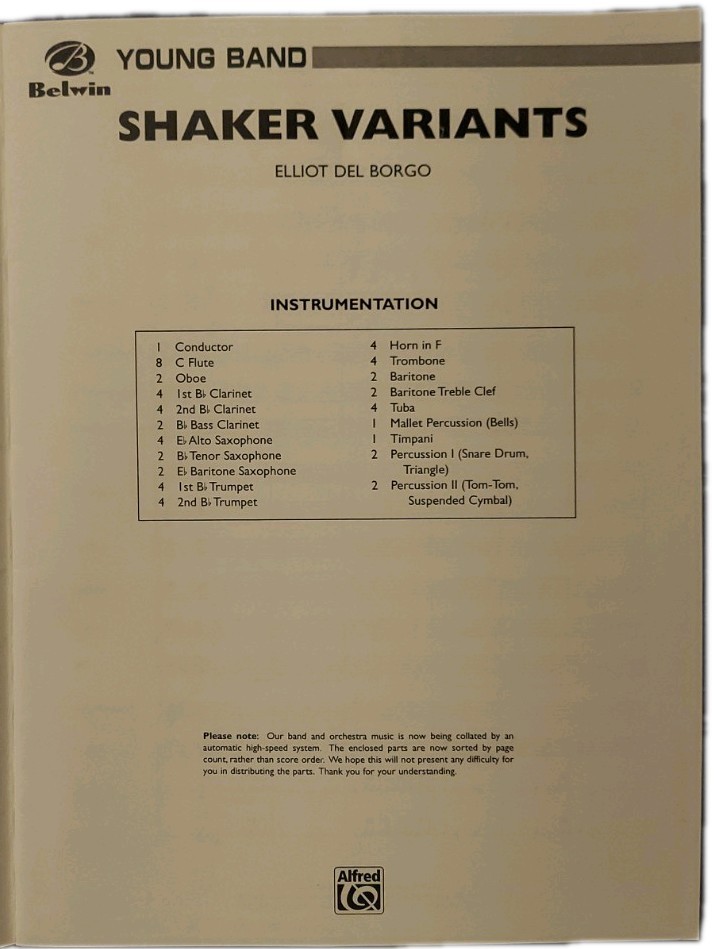 Full Score Concert Band Shaker Variants Elliot Del Borgo