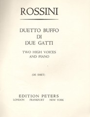 Rossini – Comic Duet for Two Cats, for 2 high voices Edition Peters No. 7145