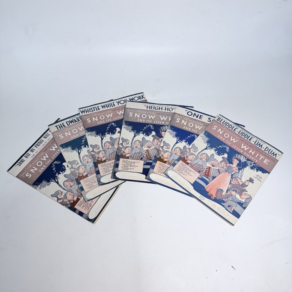 Lot Of 6 Walt Disney Movie 1937 Sheet Music Snow White Irving Berlin Great