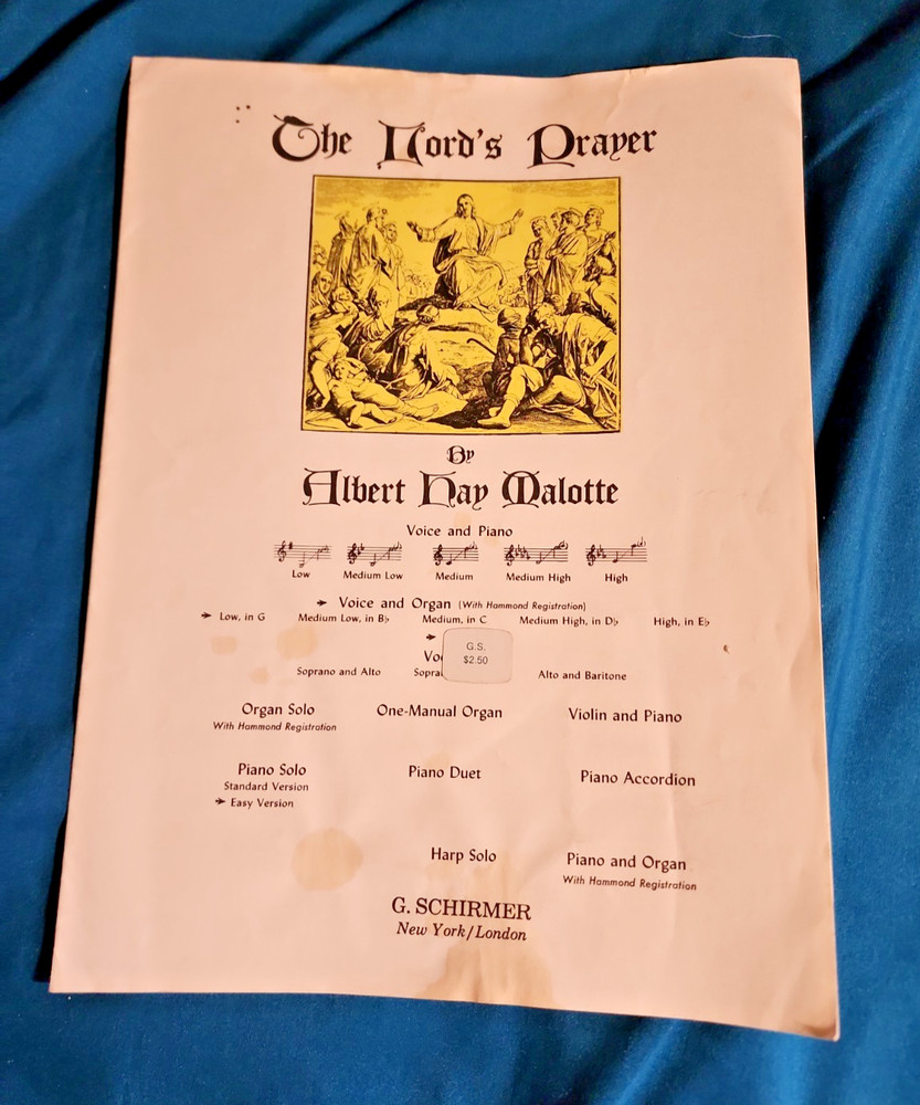 The Lord&rsquo;s Prayer Albert Hay Malotte Med vocal voice piano organ sheet music