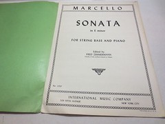 Marcello Sonata in E Minor For String Bass and Piano Zimmermann vintage music