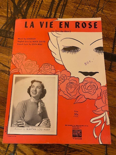 Vintage Sheet Music for La Vie en Rose English and French Lyrics 1950 piano