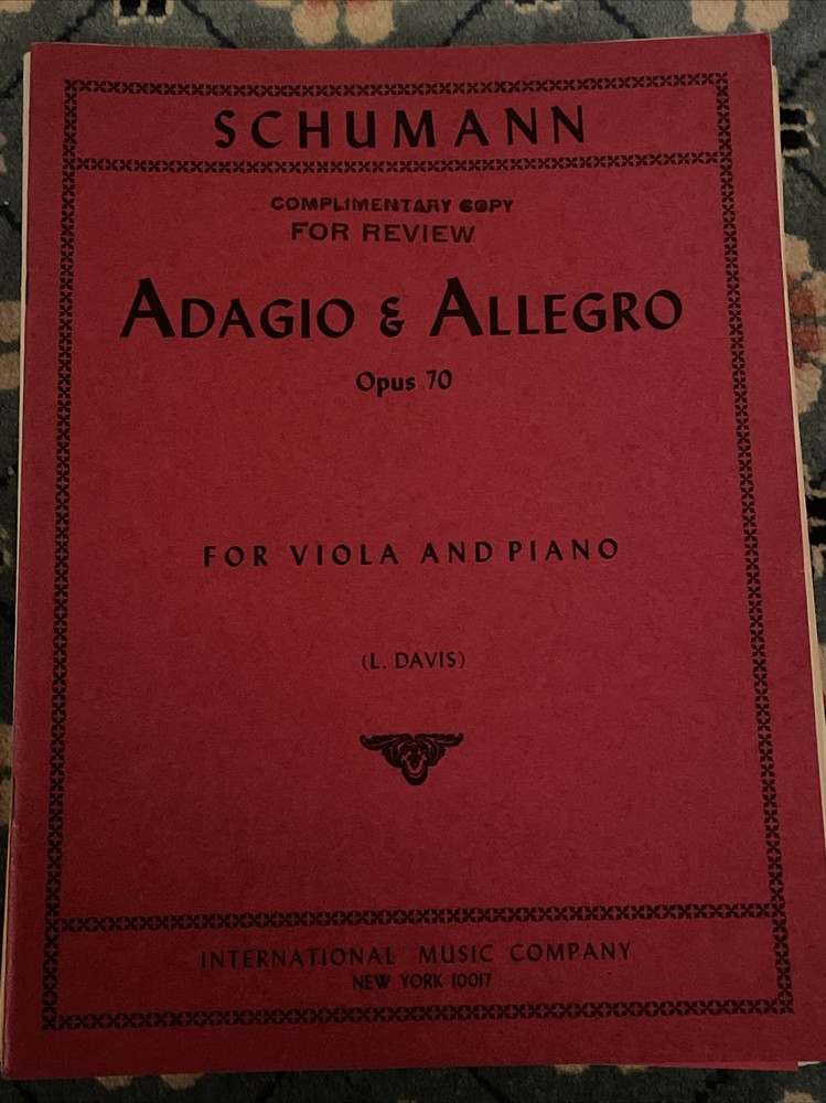Viola Sheet Music Schumann Adagio & Allegro Opus 70 Viola/Piano International