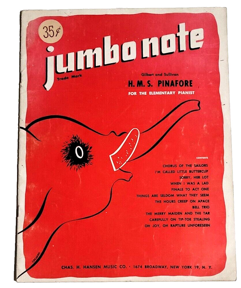 Jumbo Note For The Elementary Pianist Sheet Music Book 12 Songs 1947