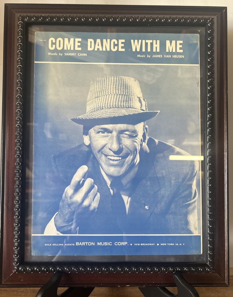 Vintage 1959 Sheet Music. by Frank Sinatra. Come Dance With Me- Framed