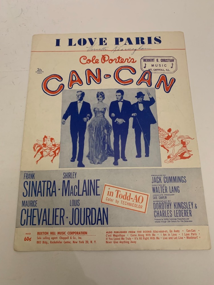 1953 I Love Paris from Can-Can Movie Frank Sinatra Sheet Music