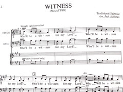 WITNESS, Sheet Music for A cappella, mixed voices, Traditional Spiritual