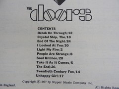 The Doors song book Rare 1967 Nipper Music edition piano guitar vocals 11 songs