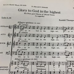 Glory To God In The Highest Sheet Music For Four- Part Chorus of Mixed Voices B