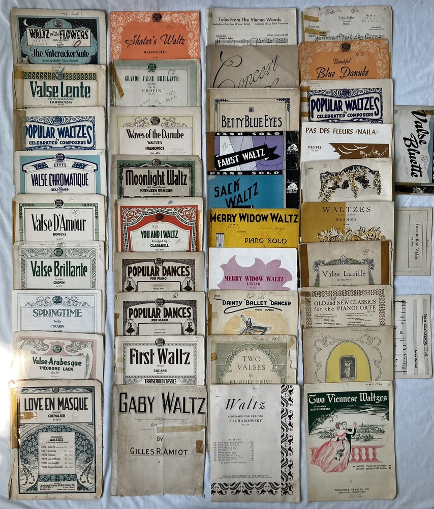 Lot of 41 Vintage/Antique Sheet Music for PIANO – WALTZES (1890s-1940s)