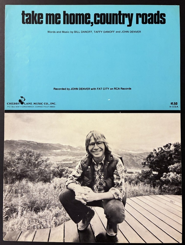 1971 JOHN DENVER « TAKE ME HOME, COUNTRY ROADS » #3 SHEET MUSIC – COUNTRY POP ROCK