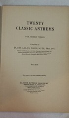 Gospel « Twenty Classic Anthems » Mixed Voices Church Hymnal Sheet Music Book 1945