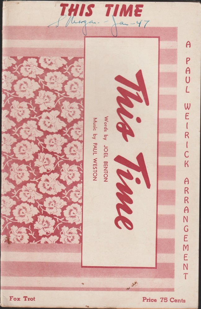 This Time Fox Trot Orchestra Score Sheet Music 1956