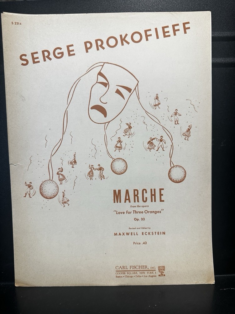 Prokofieff Marche from Opera Love for Three Oranges Piano Voice Sheet Music 1943
