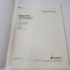 Agnus Dei Penderecki Sheet Music From Polish Requiem For Organ Songbook Schott