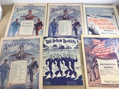 Vtg PATRIOTIC Sheet Music with Vocals Colorful Cover Art Graphics Lot of 12 USA