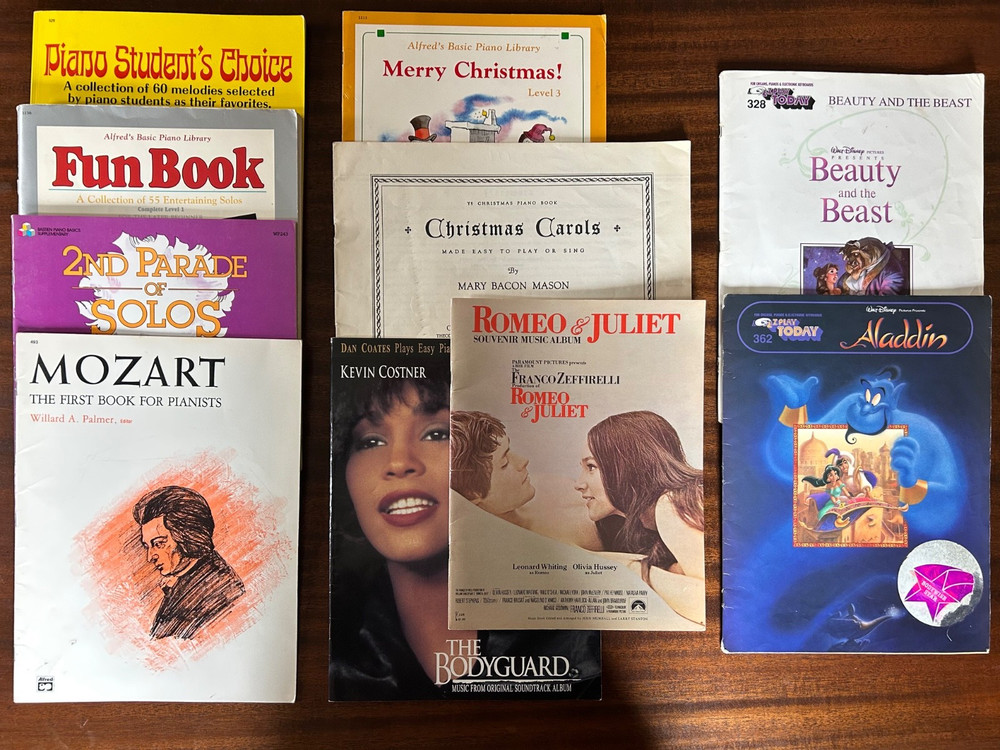 Vintage Lot of 10 Piano Sheet Music Song Books 1930s – 1990s Beginner – Advanced
