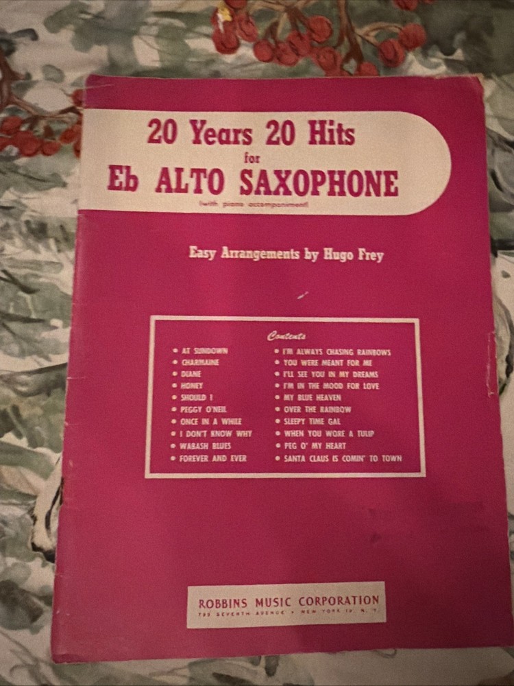 Robbins Music 20 Years 20 Hits Eb Alto Saxophone sheet music vintage