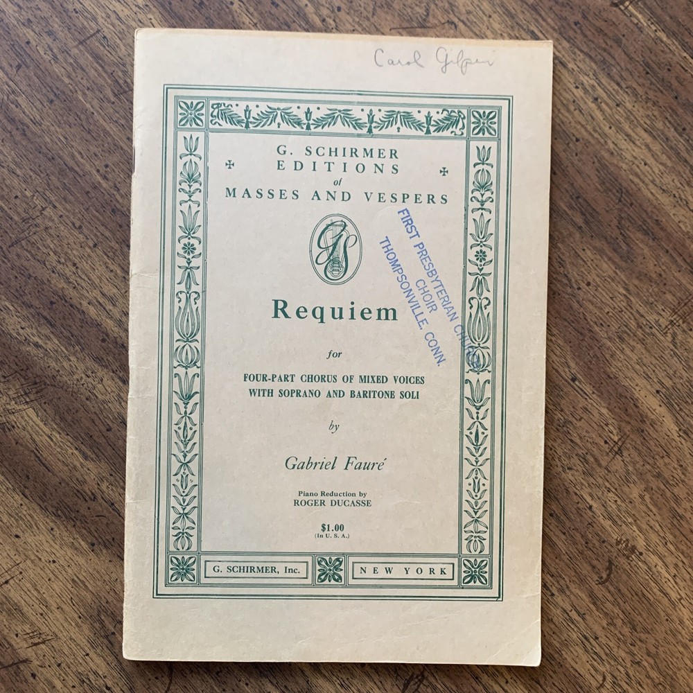 Faure Requiem Sheet Music SATB Choral Gabriel Soli Soprano Baritone Piano