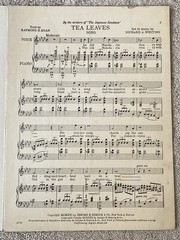 1921 TEA LEAVES Sheet Music by Raymond Egan, Richard Whiting JAPANESE TEA ROOM