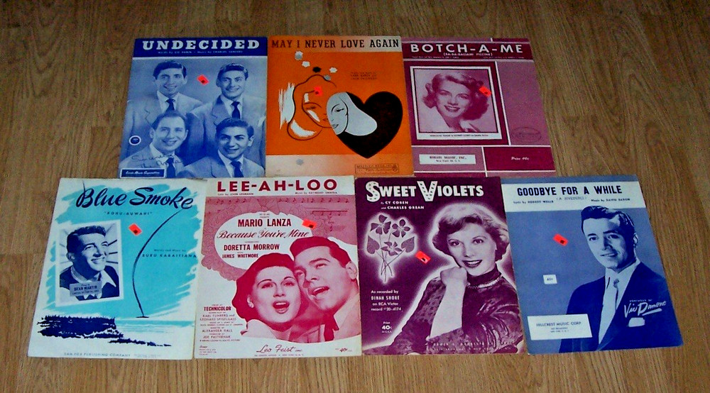 Sheet music 1939-1952: Lanza*Damone*Clooney*Ames Bros*Martin*Shore