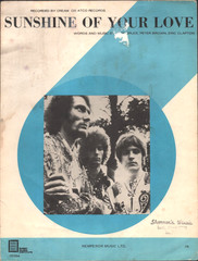 1968 CREAM vintage rock sheet music « SUNSHINE OF YOUR LOVE » by Eric Clapton