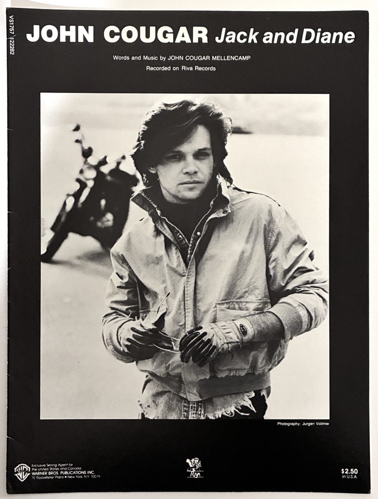 1982 JOHN COUGAR « JACK AND DIANE » SHEET MUSIC – ROCK ERA CLASSIC – MELLENCAMP