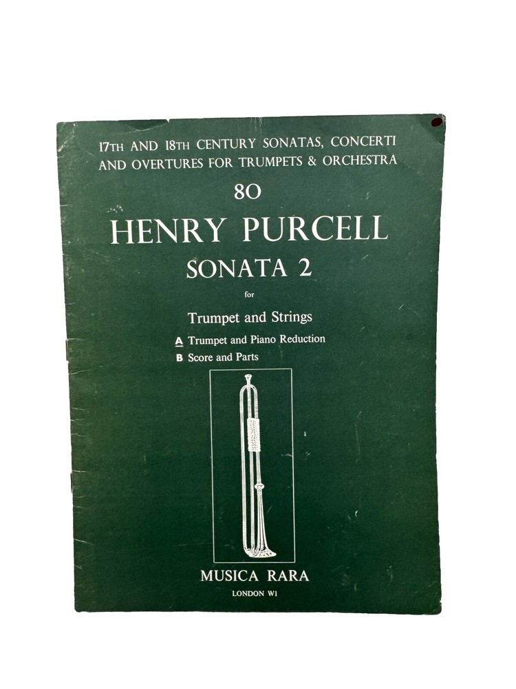 80 Henry Purcell Sonata 2 Trumpet String Book Musica Rara 17th 18th Century