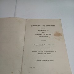 Questions & Exercises On The Rudiments & Theory Of Music Trinity College vintage