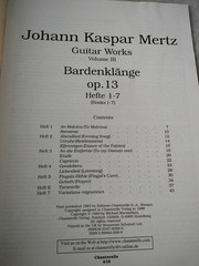 Johann Kaspar Mertz Bardenklange Classical Guitar Sheet Music Solos