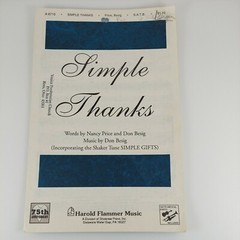 Simple Thanks Sheet Music, Nancy Price, Don Besig 1992 Harold Flammer Music