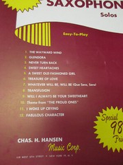 Popular Saxophone Solos Sampler Easy to Play Sheet Music The Wayward Wind