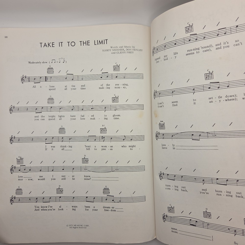 Vintage 1978 Eagles Easy Guitar Revised Songbook GF0104 18 Classic Hits Tab