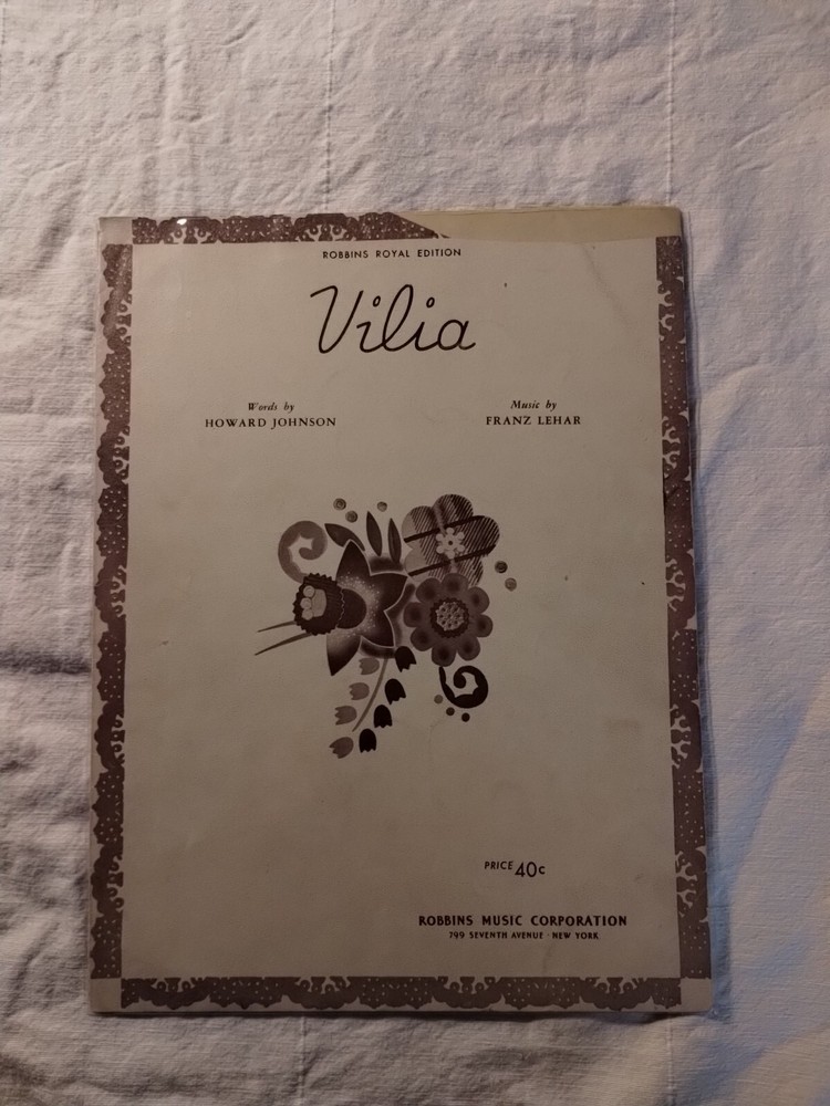 Robbins Royal Edition – « Vilia » 1933 VTG Sheet Music, Howard Johnson Franz Lehar
