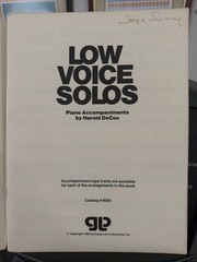 Harold Decou LOW VOICE SOLOS Christian Songbook W/ Piano Accompaniment Good