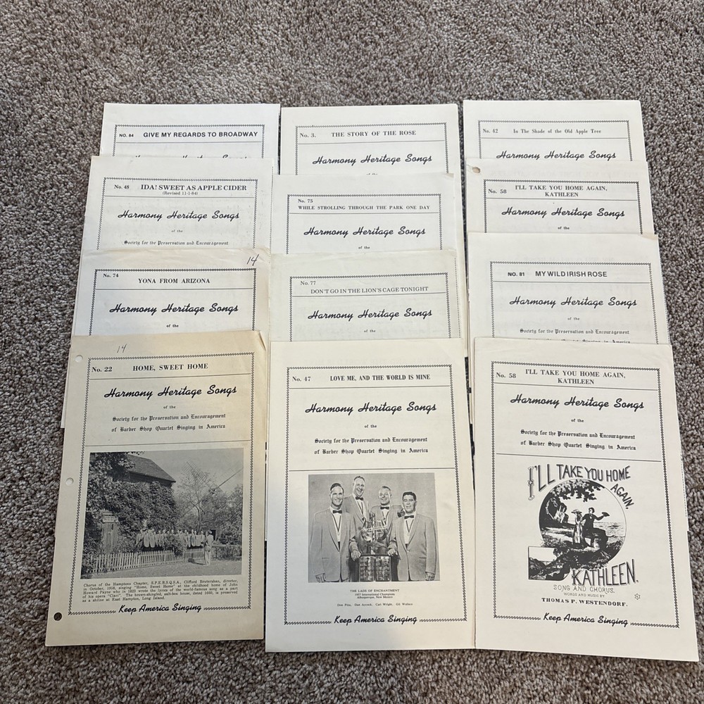 Barbershop Songs Lot 29 Pieces Sheet Music Show Tunes Harmony Heritage & Misc