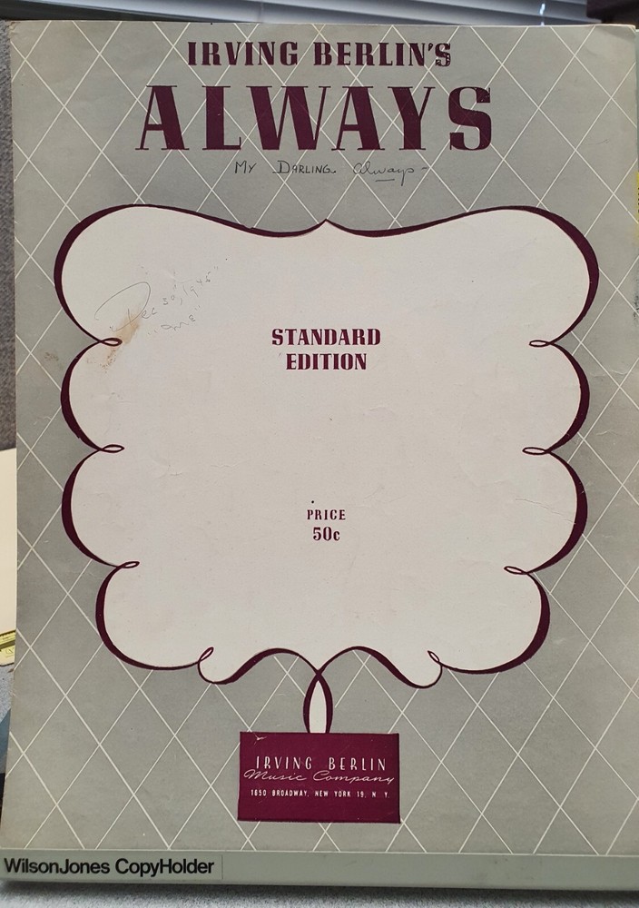 Irving Berlin ALWAYS 1925 Original Piano Vocal Sheet Music Fmaj Wedding Music