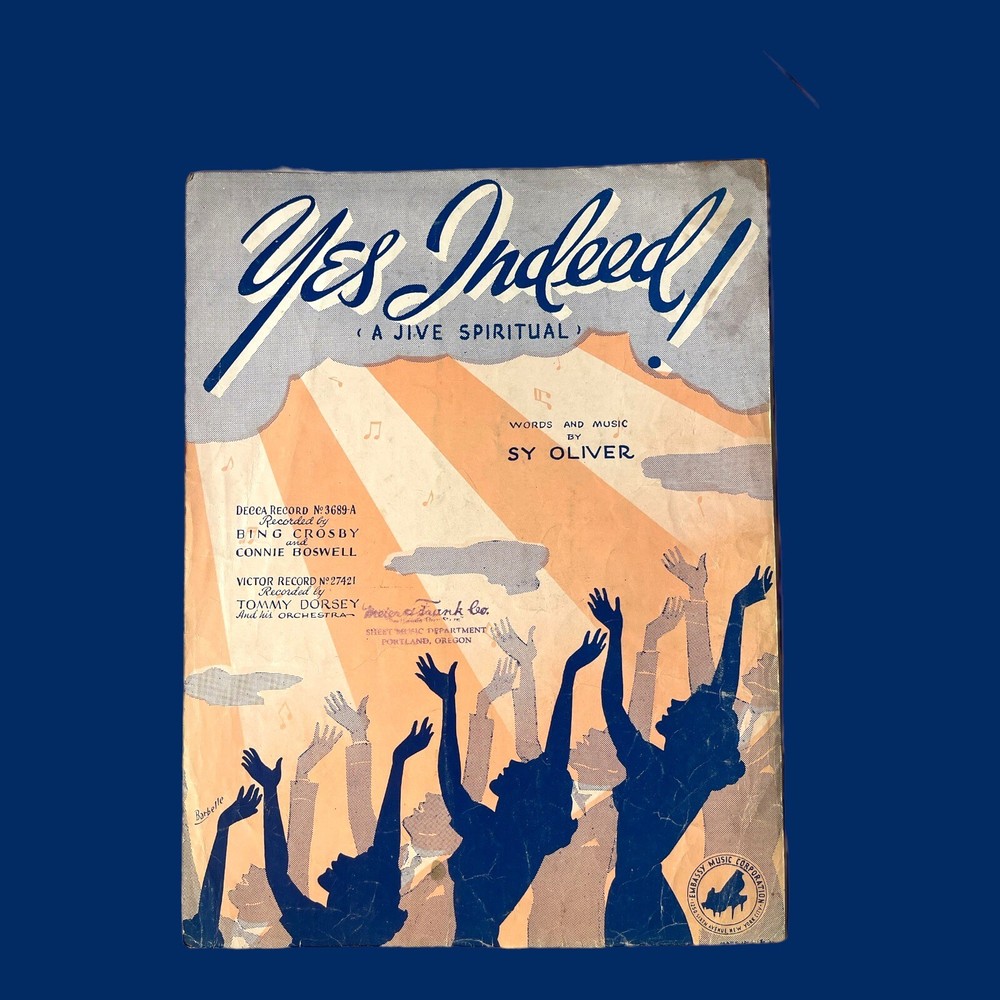 Yes Indeed Sheet Music A Jive Spiritual Sy Oliver Crosby Cover Art Barbelle 1941