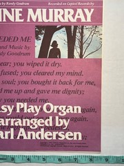 You Needed Me Anne Murray 1978 Easy Play Organ Sheet Music Randy Goodrum VG+