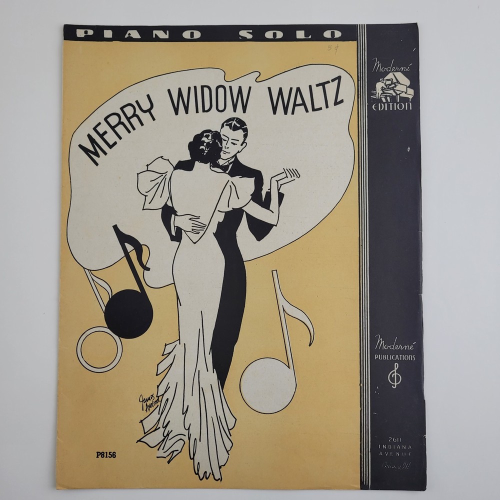 MERRY WIDOW WALTZ – Franz Lehar PIANO SOLO Sheet Music – 1936 #SM3