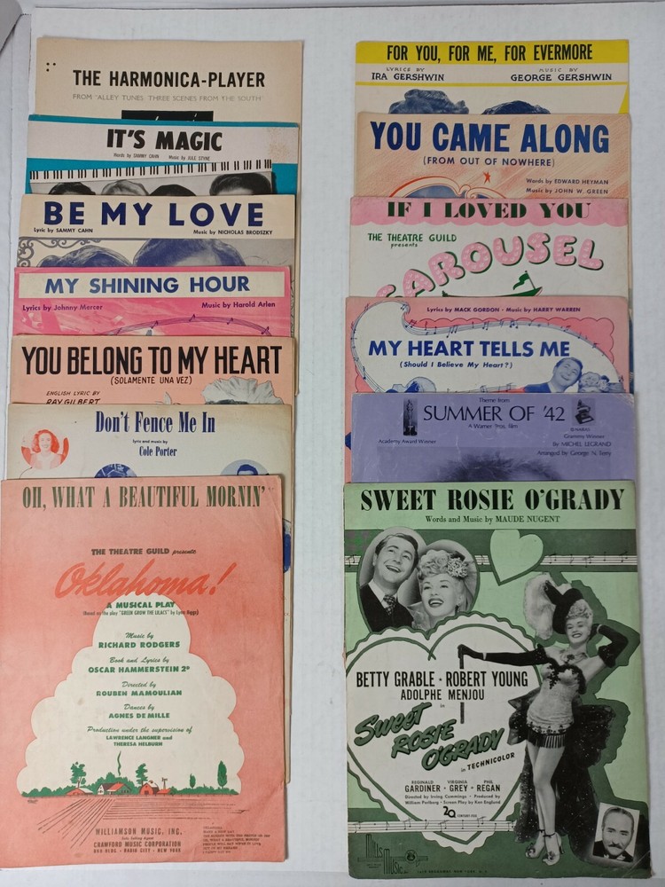 Vintage Show Tunes & Movie Sheet Music Sweet Rosie O&rsquo;Grady Oklahoma+ more Lot 13