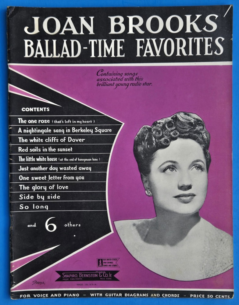Joan Brooks Ballad Time Favorites Sheet Music Songbook 1954 Vintage USA SELLER