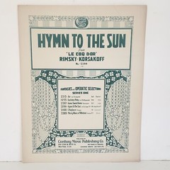 Antique 1924 Hymn To The Sun Sheet Music by N Rimsky Korsakoff from Le Coq D&rsquo;or