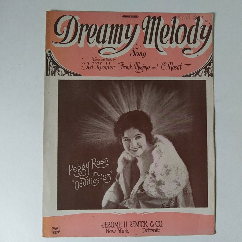 1922 « Dreamy Melody » Vintage Sheet Music 1920s Song for Piano Ukulele