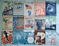 Vintage Sheet Music 75 pc Mixed Lot 1940&rsquo;s WWII Patriotic Movie Popular Songs