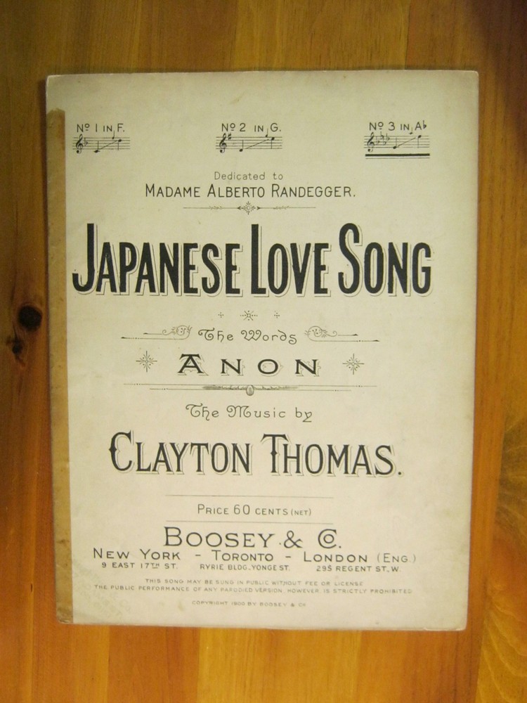 Japanese Love Song In Ab Clayton Thomas 1900 Sheet Music